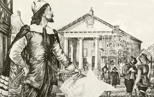 Inigo Jones entwirft die Kirche St. Paul, Covent Garden von English School